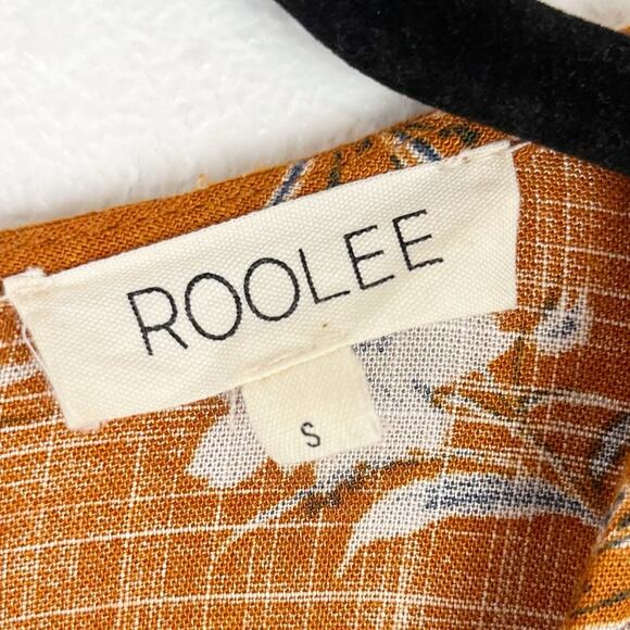 Roolee Floral Maxi Dress Empire Waist Flutter Sleeve Small Rust Orange - Picture 7 of 8